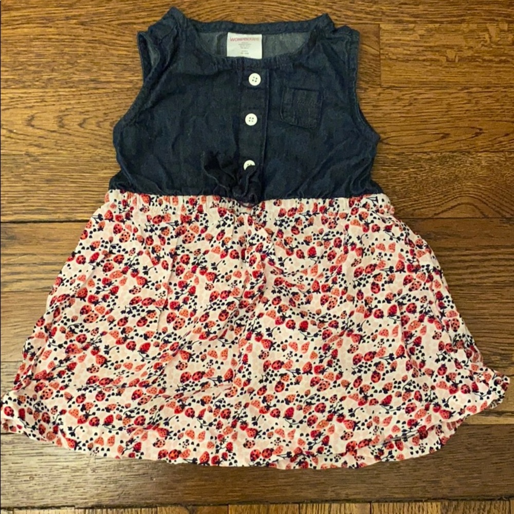Adorable strawberry dress denim on top